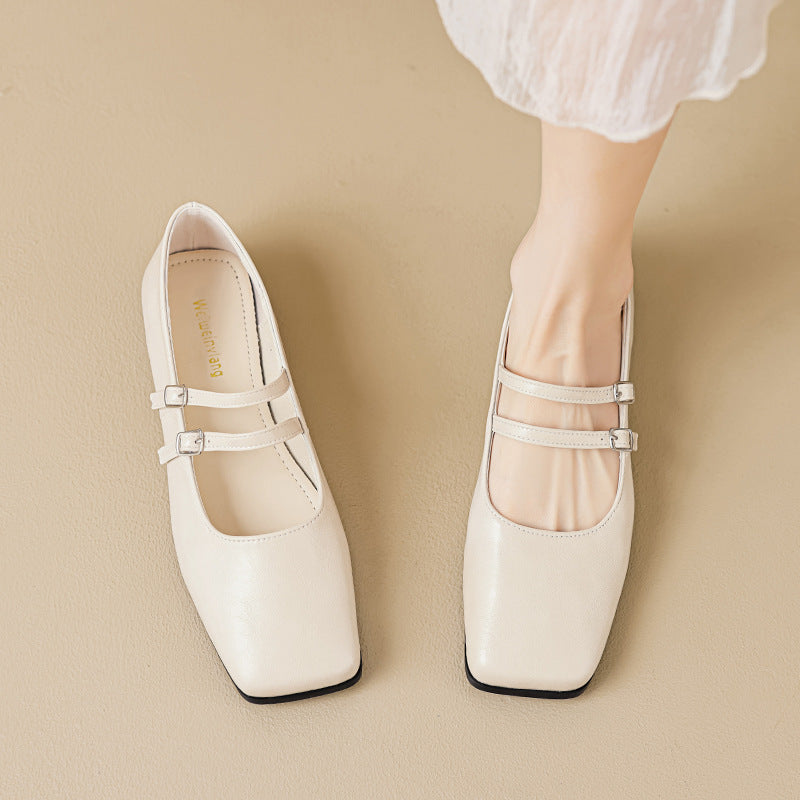Damen zeitlose und elegante Mary-Jane Schuhe mit doppeltem Riemen