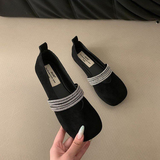 Damen elegante Ballerinas mit dekorativem Riemchen und schimmernder Oberfläche R&B