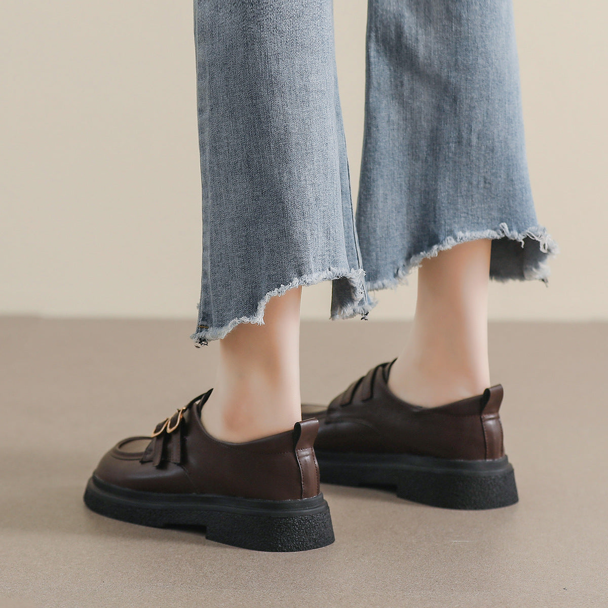 Damen modische Schnürschuhe mit Doppelriegelschnallen