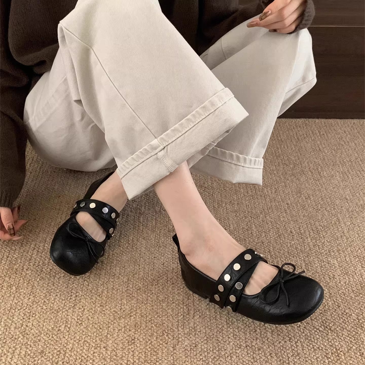 Damen Ballerinas mit verspieltem Schleifen-Design und modischem Riemen R&B