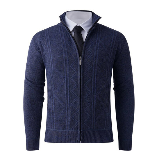 Herren Strickjacke mit modernem Zipper und strukturiertem Design R&B