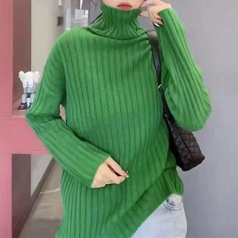Damen Hochgeschlossenes Strickoberteil mit asymmetrischem Schnitt und feiner Rippstruktur R&B