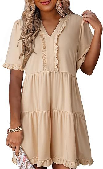 Damen luftiges Sommerkleid mit Rüschendetails R&B