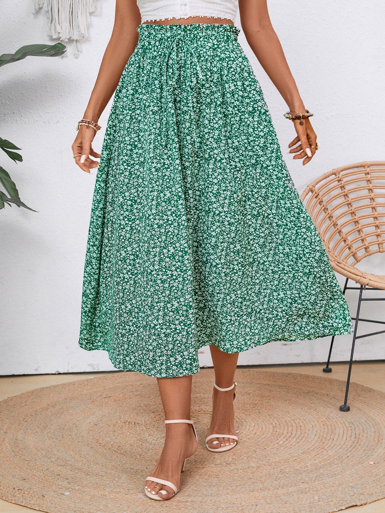 Damen Midi-Rock mit floralen Print R&B