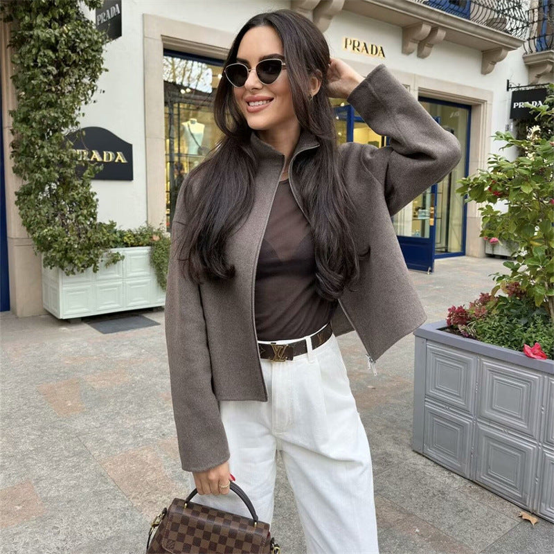 Damen lässige Steppjacke mit hohem Kragen und praktischen Taschen R&B