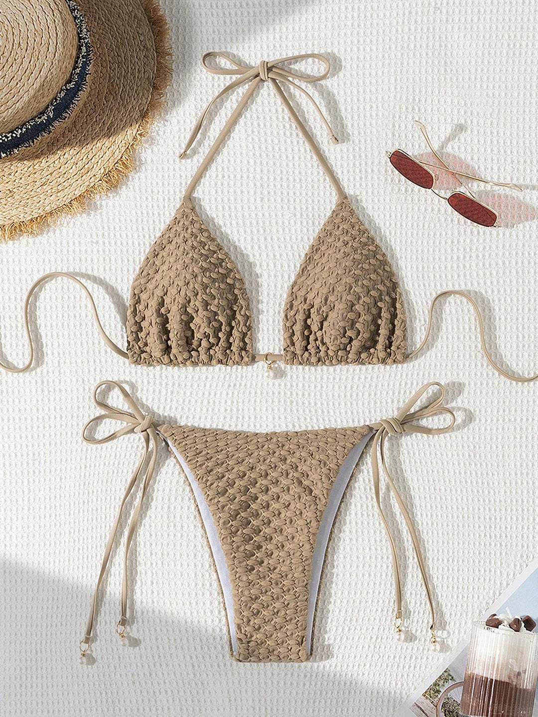 Damen Triangle-Bikini mit strukturiertem Design und verstellbaren Trägern R&B