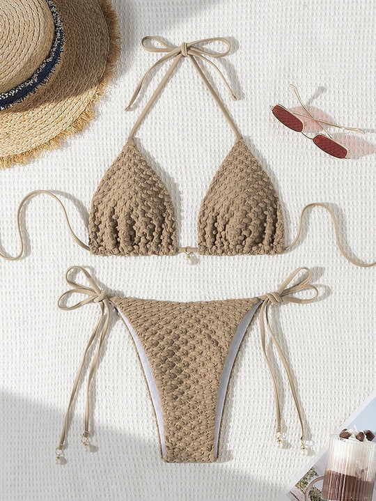 Damen Triangle-Bikini mit strukturiertem Design und verstellbaren Trägern R&B
