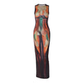Damen Elegantes Maxikleid mit faszinierendem Grafikdruck R&B