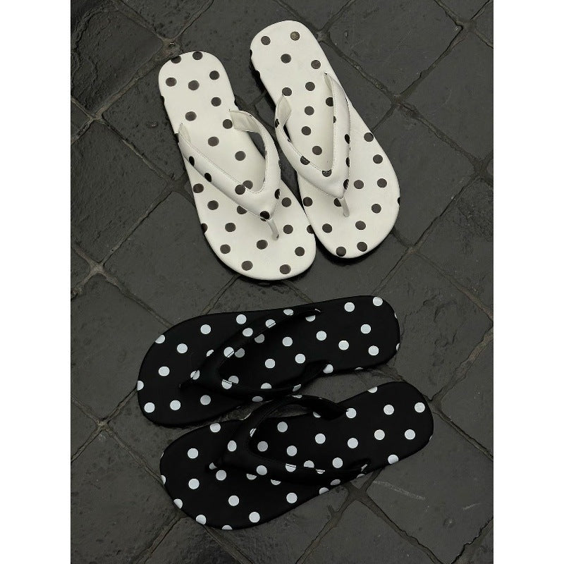 Damen trendige Zehentrenner-Sandalen mit Polka-Dots-Dekor R&B