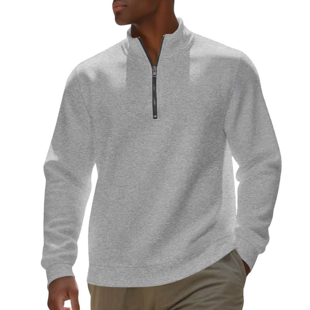 Herren nan Halbzip-Sweatshirt aus Baumwollmix mit Stehkragen, weichem Innenfutter und Rippbündchen R&B