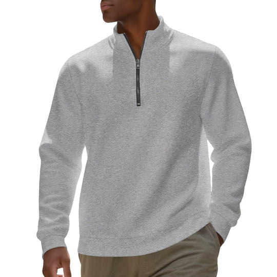 Herren nan Halbzip-Sweatshirt aus Baumwollmix mit Stehkragen, weichem Innenfutter und Rippbündchen R&B