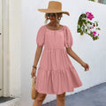 Damen Freizeitkleid mit voluminösen Puffärmeln und schwingendem Rock R&B