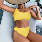 Damen Asymmetrischer Bikini mit Rippstruktur R&B