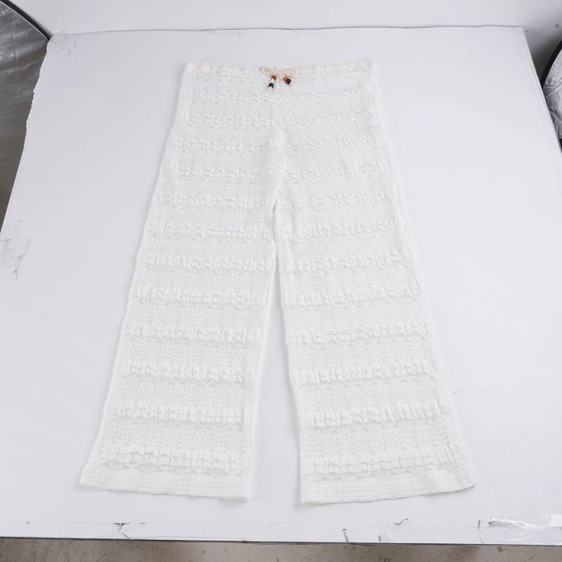 Damen lässige Strandhose mit raffiniertem Volantdesign R&B