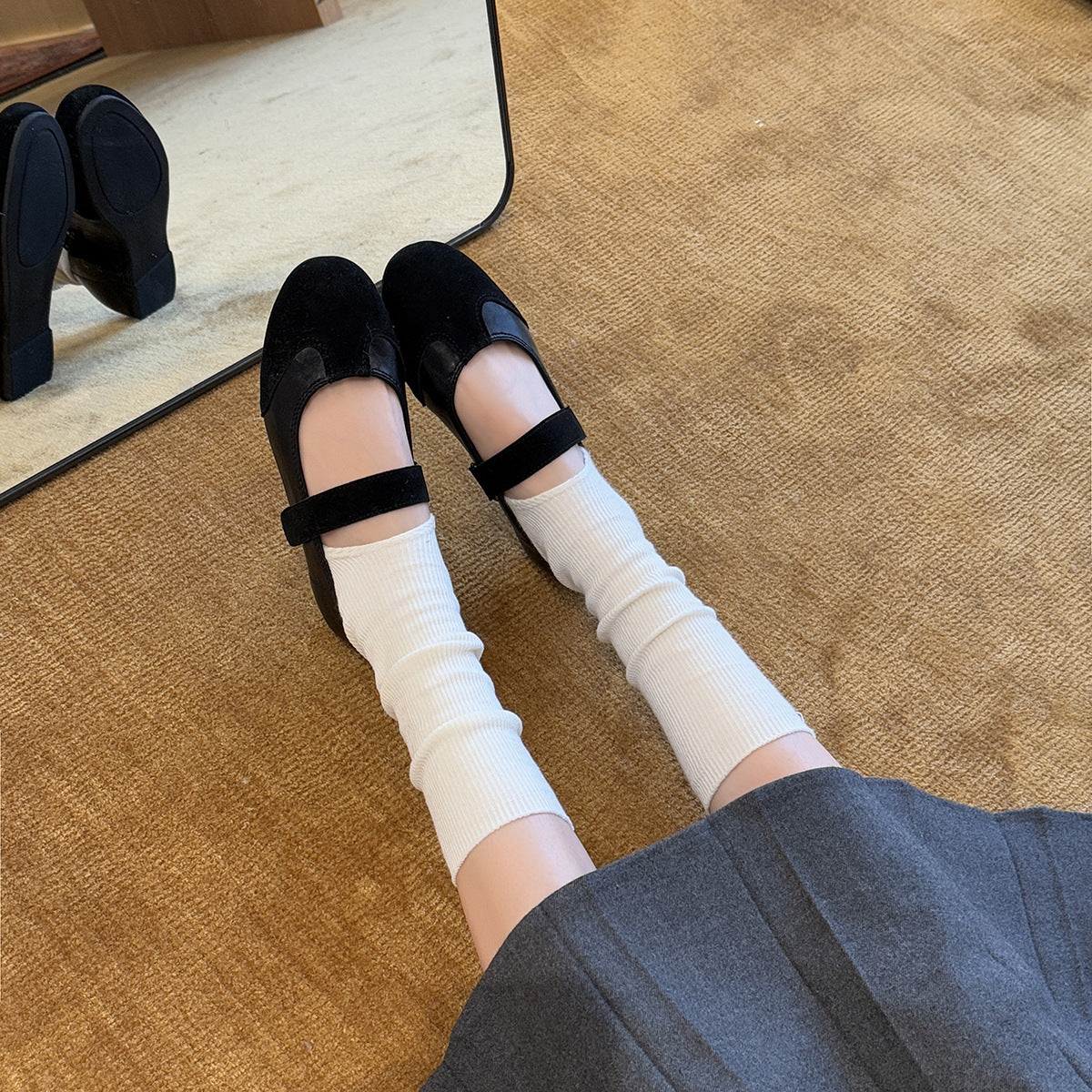 Damen Elegante Mary Jane Schuhe mit verstellbarem Riemen und weichem Leder R&B