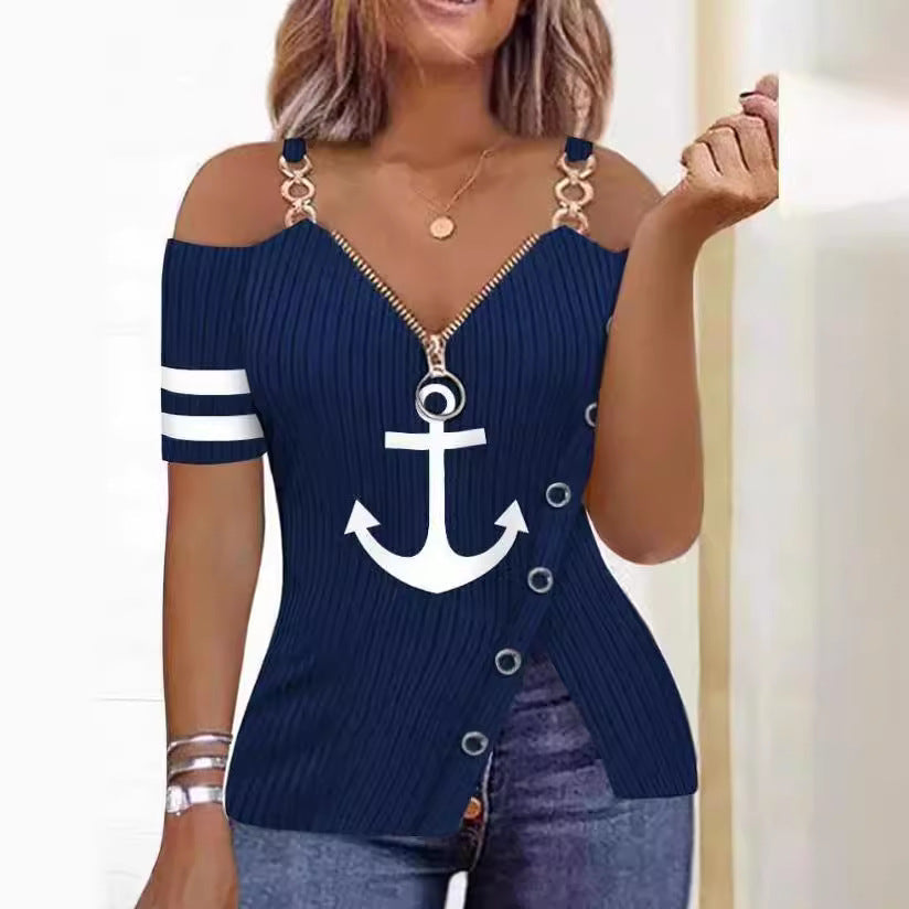 Damen Modisches Oberteil mit asymmetrischem Schnitt und Glitzerdetails R&B