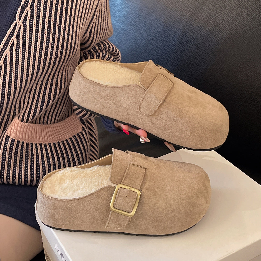 Damen Komfortable Clogs aus weichem Mikrofaser mit Plüschfutter R&B
