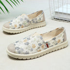 Damen nan floraler Slip-On Freizeit-Slipper mit gestrickter Zehenkappe und stoßdämpfender Leichtsohle R&B