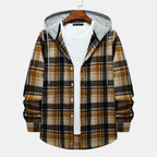 Herren Karierte Hemdjacke mit Kapuze und bequemer Passform