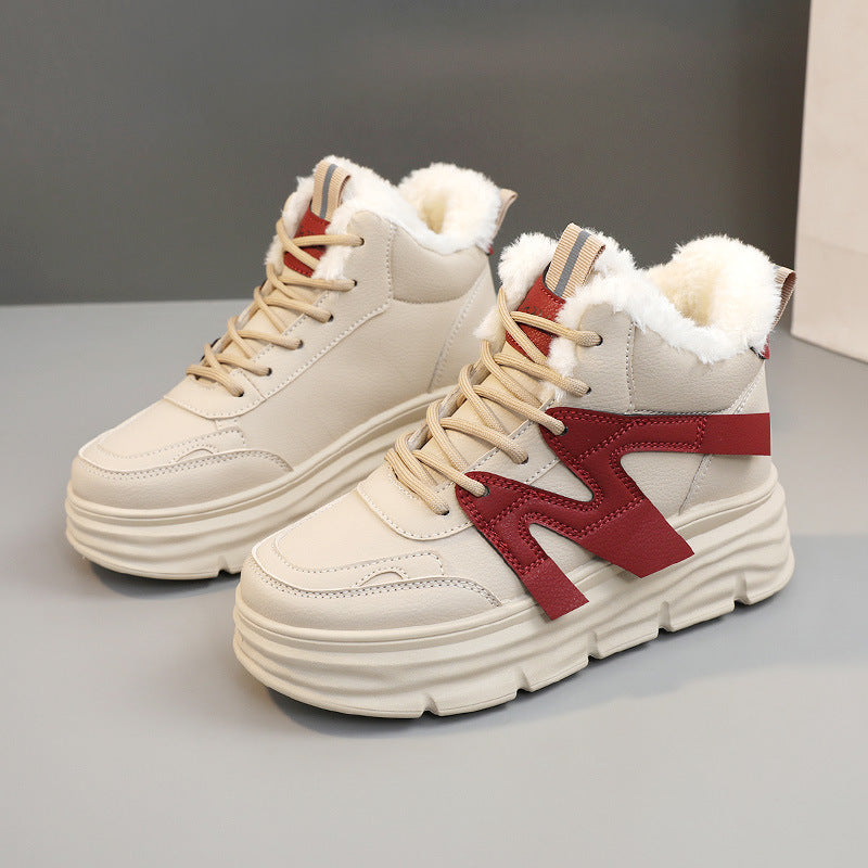 Damen modische High-Top Sneakers mit kuscheligem Innenfutter und robustem Profil R&B