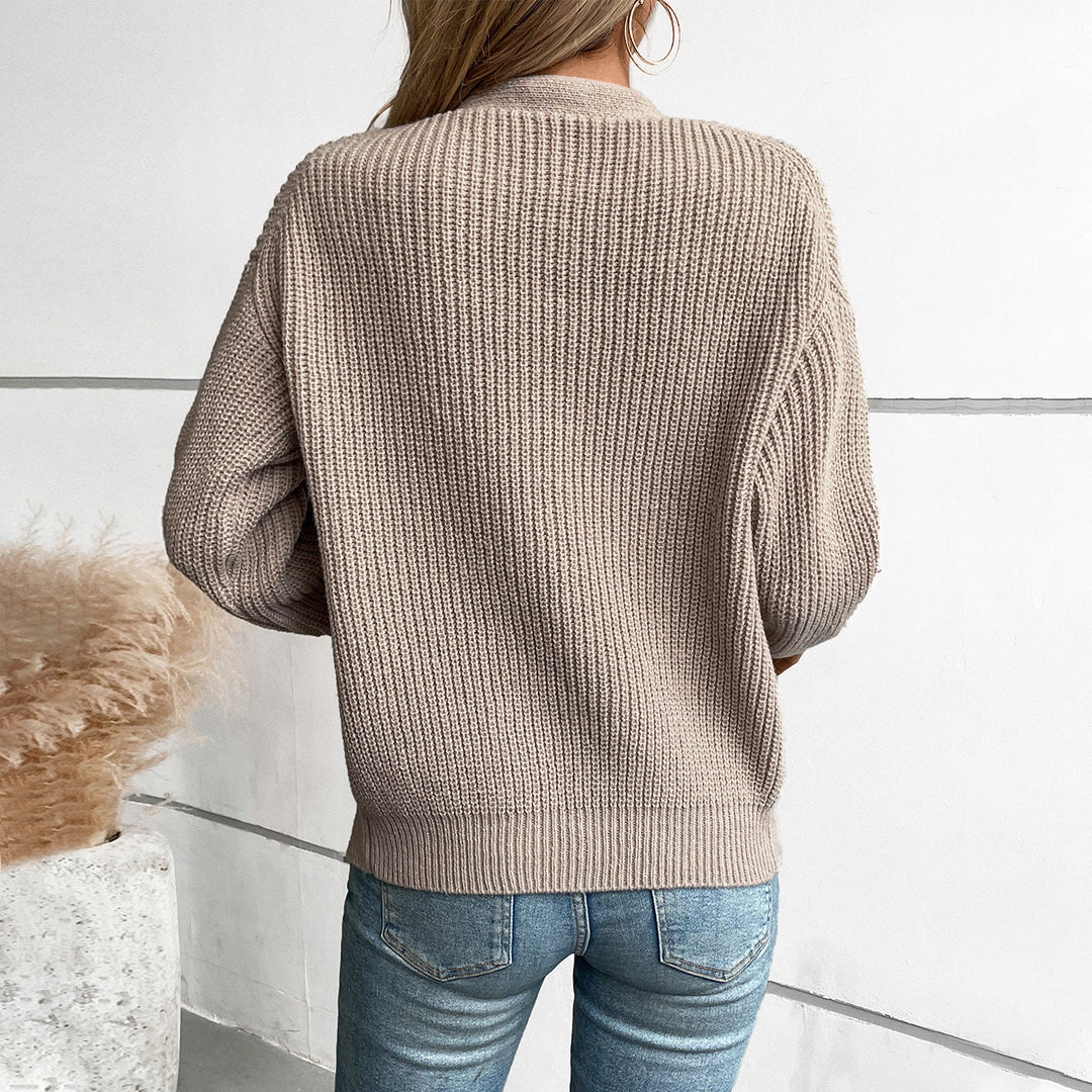 Damen Strickjacke mit tiefem V-Ausschnitt und praktischen Taschen R&B