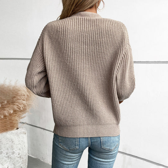 Damen Strickjacke mit tiefem V-Ausschnitt und praktischen Taschen R&B