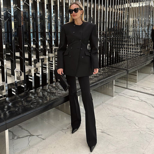 Damen Modischer Blazer mit innovativem Schnitt und praktischen Taschen R&B