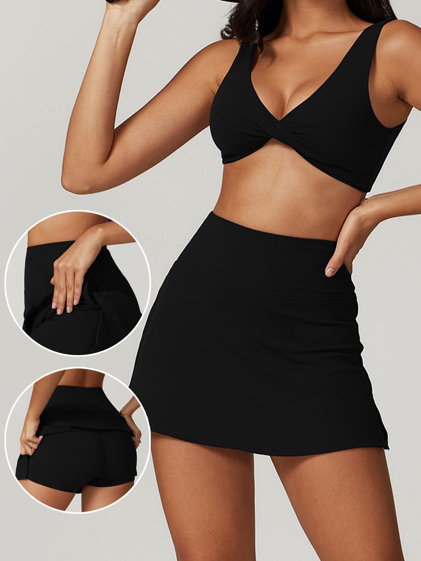 Damen Bade-Rock mit integrierten Shorts und elastischem Bund R&B