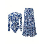 Damen eleganter Badeanzug mit langem Ärmel und schickem Überrock