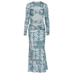 Damen Maxikleid mit transparenten Einsätzen und raffinierten Rüschendetails R&B