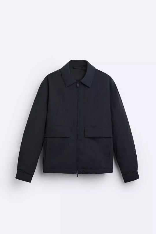 Herren urbane Utility-Jacke mit praktischen Taschen und hohem Kragen R&B