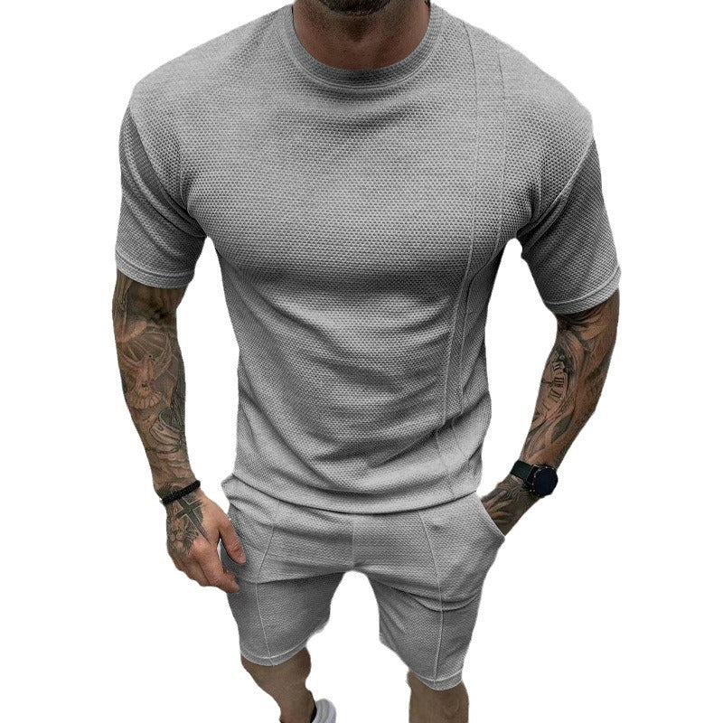 Herren Sportliches Kurzarm-Set mit innovativem Texturdesign und praktischen Eingrifftaschen R&B