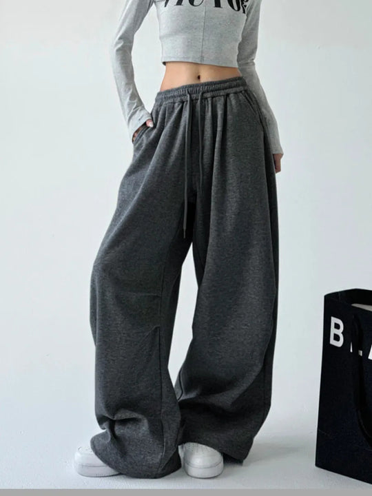 Damen Bequeme weite Jogginghose mit elastischem Bund und praktischen Taschen R&B