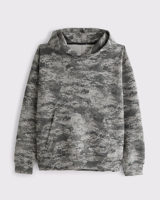 Unisex nan lockerer Kapuzensweat mit dezenter Blätterstruktur, doppelter Kapuze ohne Kordelzug und Kängurutasche R&B