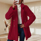 Damen Kuschelige Strickjacke mit hochfloriger Optik und knöpfbarem Verschluss R&B