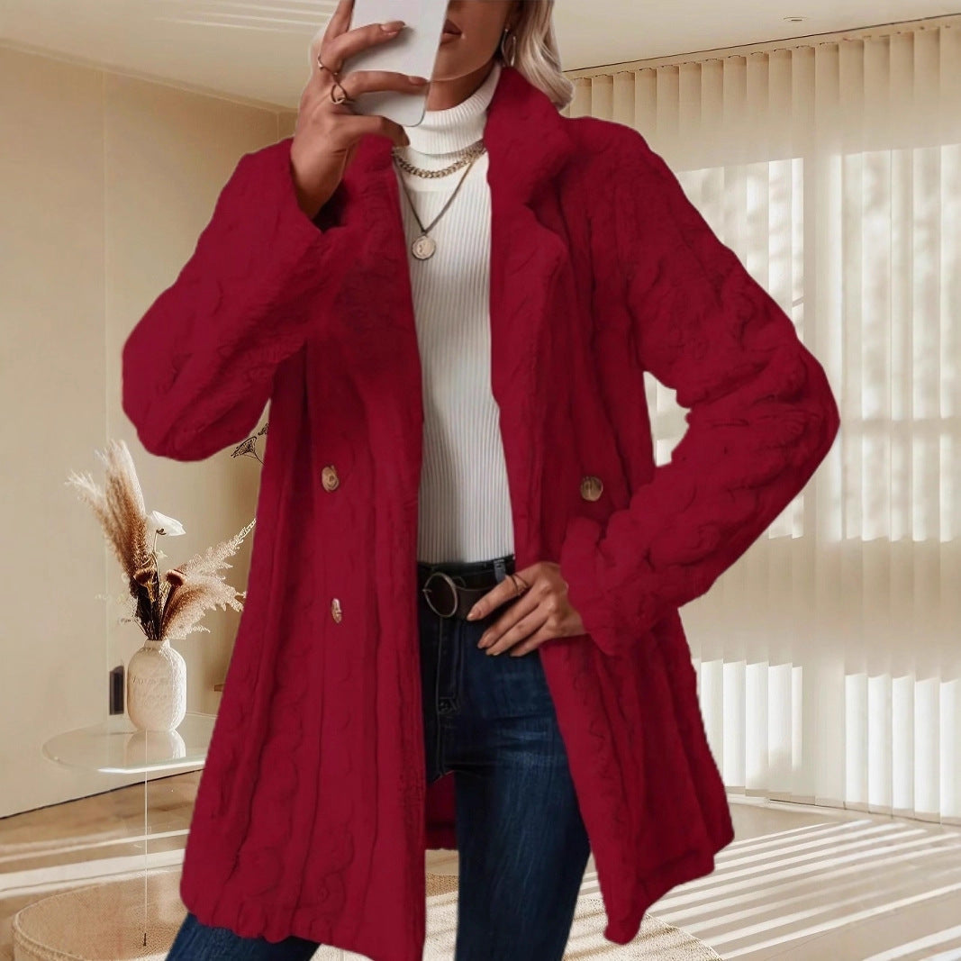 Damen Kuschelige Strickjacke mit hochfloriger Optik und knöpfbarem Verschluss R&B