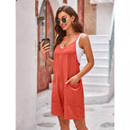 Damen komfortabler Overall mit tiefem Ausschnitt und praktischen Taschen R&B