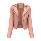 Damen stylische Bikerjacke mit asymmetrischem Reißverschluss und Detailnähten