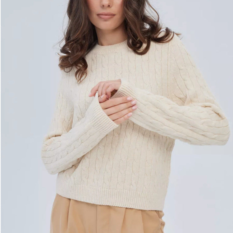 Damen Rückenschnitt Pullover mit strukturiertem Zopfmuster