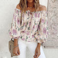 Damen Off-Shoulder Bluse mit floralen Mustern und Rüschendetails R&B