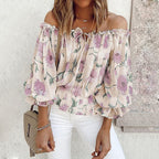 Damen Off-Shoulder Bluse mit floralen Mustern und Rüschendetails R&B