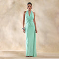 Damen Elegantes Wickel-Maxikleid mit tiefem V-Ausschnitt und schicker Drapierung R&B