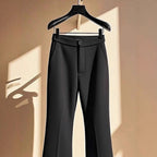 Damen elegante Flared-Hose mit hohem Bund und praktischen Eingrifftaschen EB