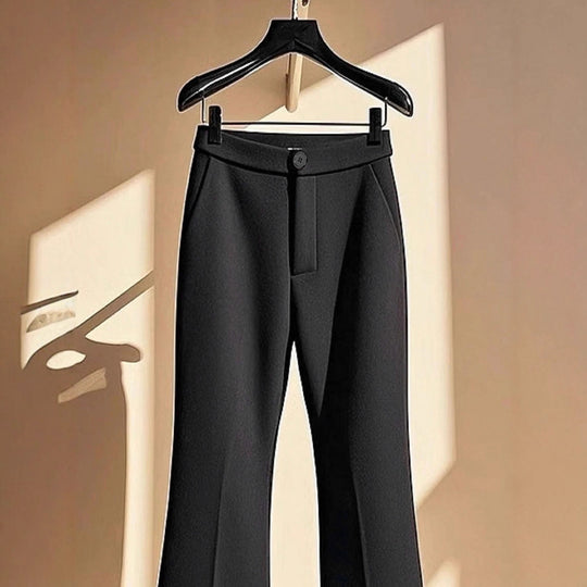 Damen elegante Flared-Hose mit hohem Bund und praktischen Eingrifftaschen R&B