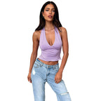 Damen Haltertop mit tiefem V-Ausschnitt und figurbetontem Design R&B