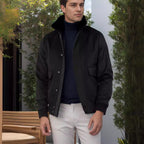 Herren modische Bomberjacke mit warmem Kragen R&B
