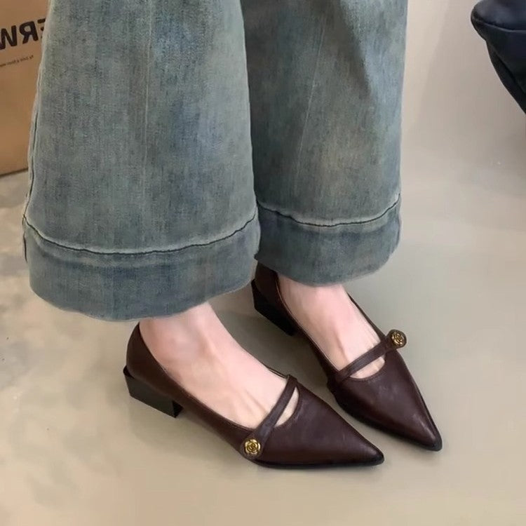Damen elegante Mary Jane Pumps mit modischem Blockabsatz und dekorativer Schnalle R&B