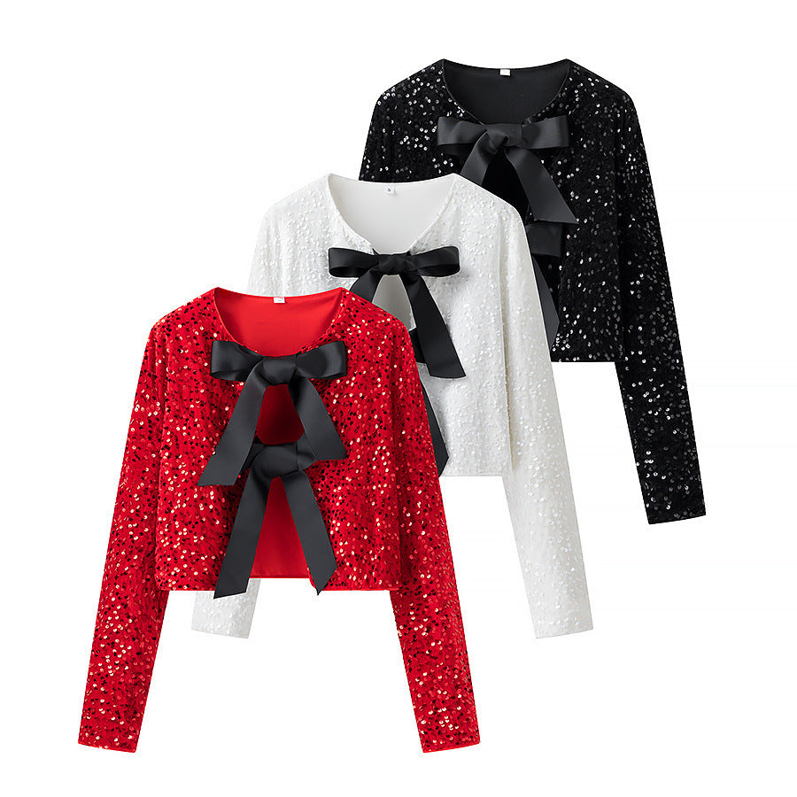 Damen modische Kurzjacke mit eleganten BindR&Bändern R&B