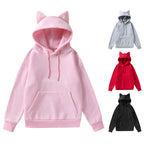 Damen Hoodie mit Katzenohren und Kängurutasche R&B