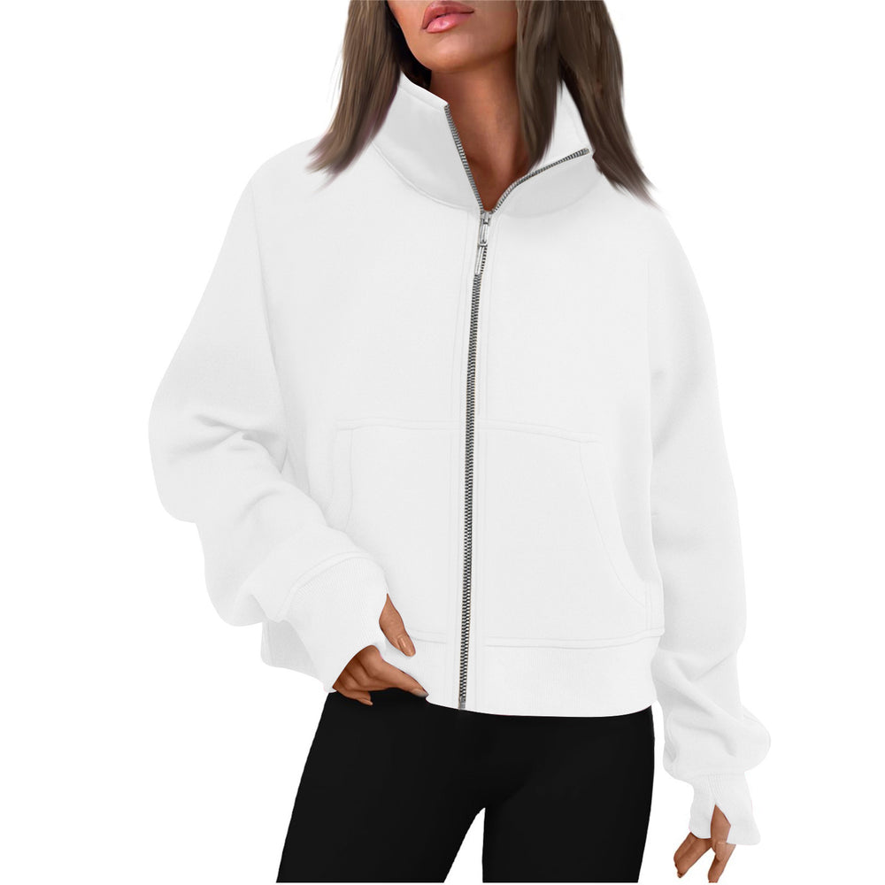 Damen bequeme Sweatjacke mit hohem Kragen R&B
